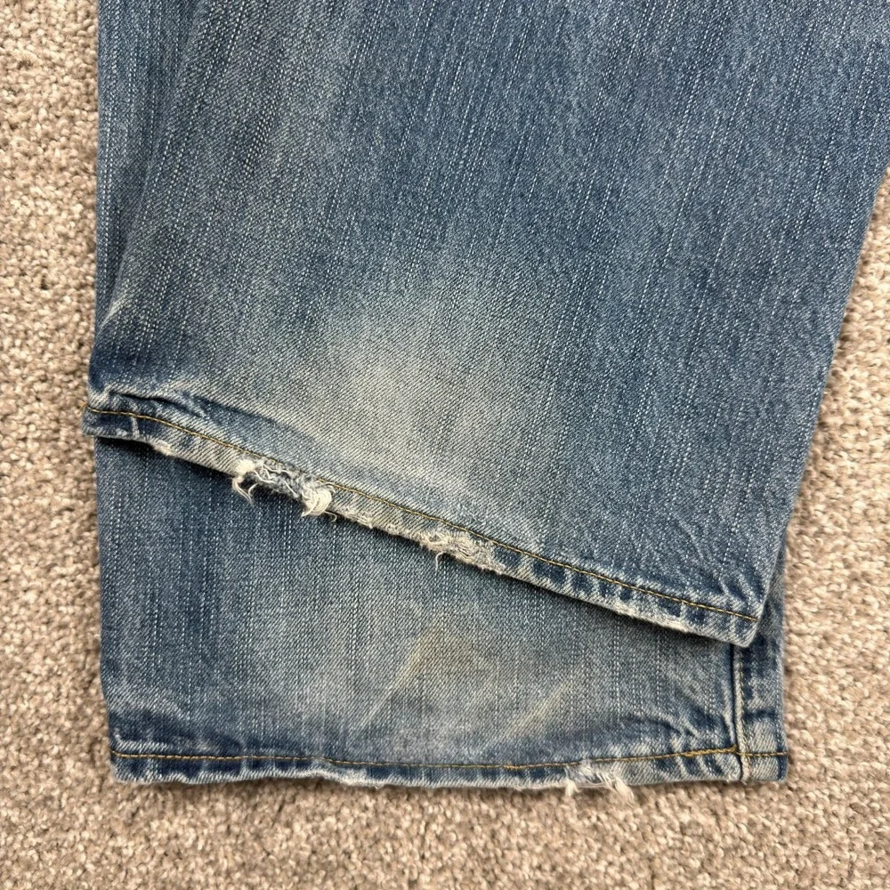 American Eagle Original Boot Jeans Mens 36x32 Blue Distressed Faded Bootcut